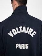 Moya Sweatshirt - Sweatshirt with trucker collar, zip closure, long sleeves with print on back.