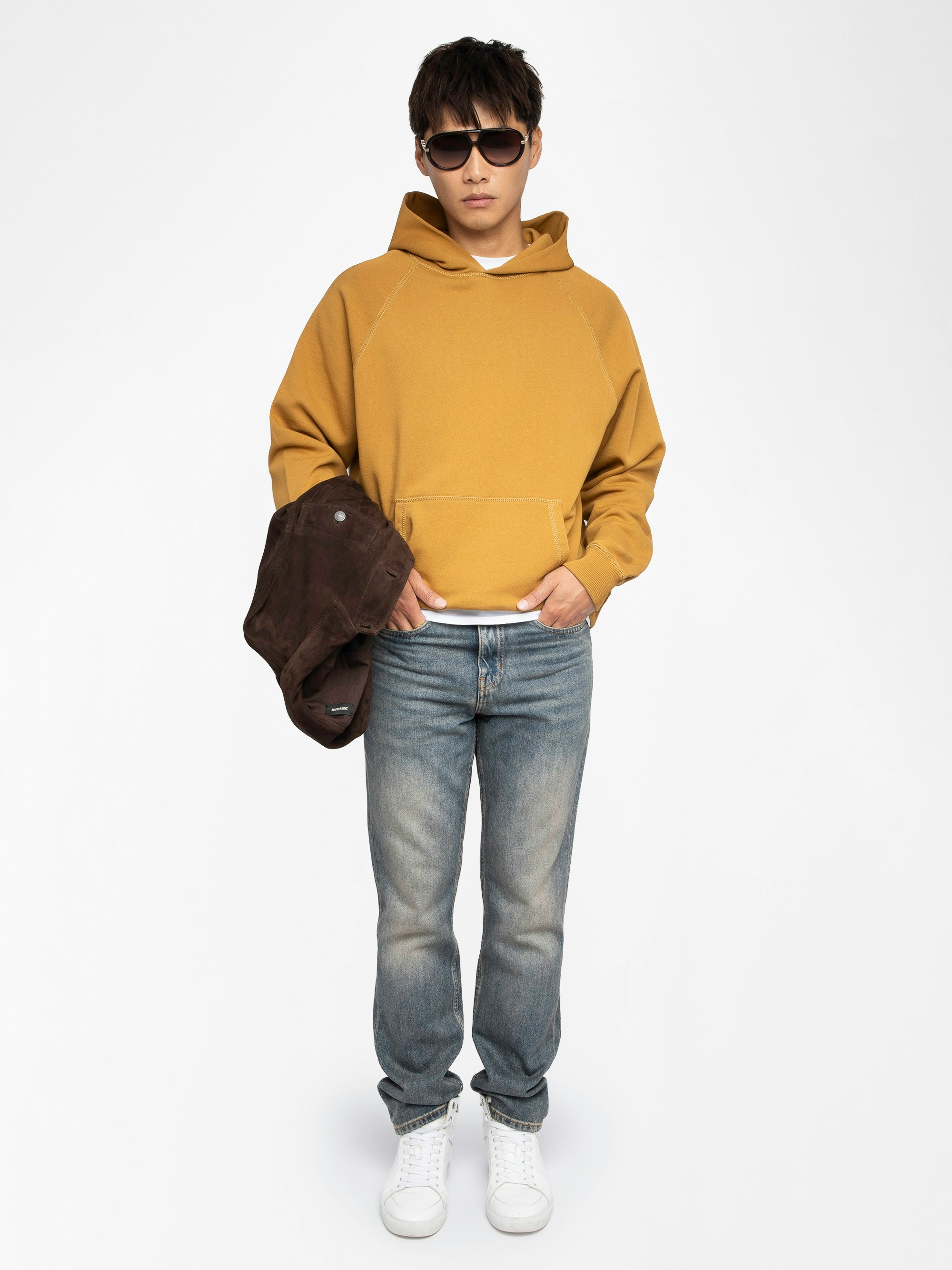 Sweatshirt Georgio - Hooded sweatshirt with raglan long sleeves and back print.