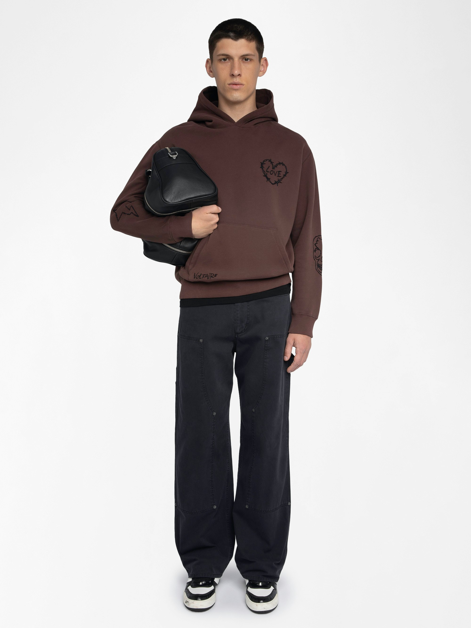 Sweatshirt Sacha - Long-sleeved hooded sweatshirt with multi-custom embroidery.