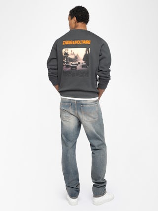 Sweatshirt Aime - Crew neck sweatshirt with front print and back photo print.