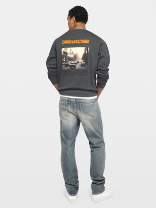 Sweatshirt Aime - Sweatshirt col rond avec imprimé à l’avant et photoprint dos.