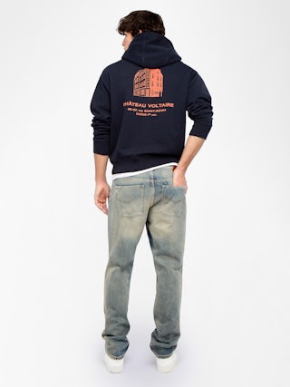 Sacha Sweatshirt - Unisex hooded sweatshirt with Chateau Voltaire design on back.