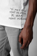 Monastir T-shirt - Men’s white cotton Henley T-shirt with short sleeves and “Traité de la Tolérance” quotes