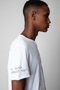 Monastir T-shirt - Men’s white cotton Henley T-shirt with short sleeves and “Traité de la Tolérance” quotes