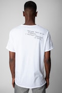 Monastir T-shirt - Men’s white cotton Henley T-shirt with short sleeves and “Traité de la Tolérance” quotes