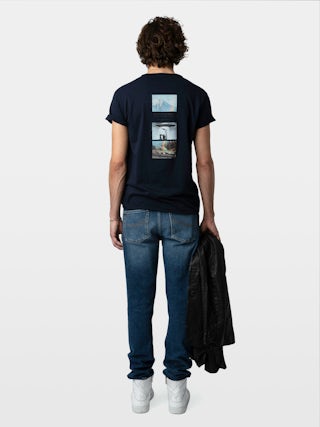 Monastir Henley T-shirt - Long-sleeved henley t-shirt with photoprint.