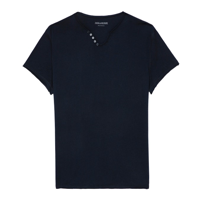 Zadig & Voltaire Monastir Photoprint Henley T-shirt In Blue