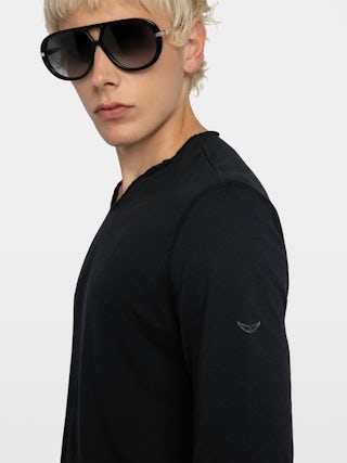 Henley T-shirt Monastir - Cotton Tunisian collar T-shirt.