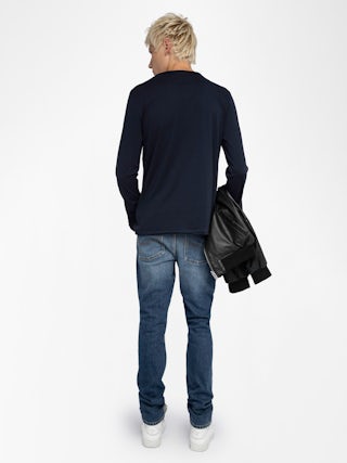 Henley T-shirt Monastir - Cotton Tunisian collar T-shirt.