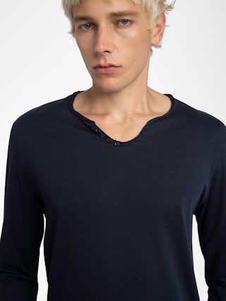 Henley T-shirt Monastir - Cotton Tunisian collar T-shirt.