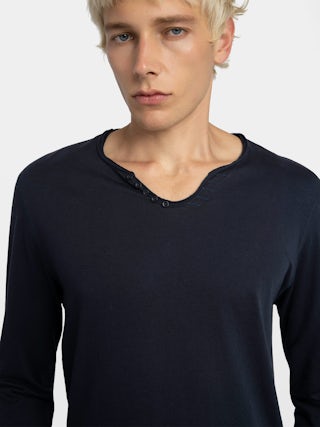 Henley T-shirt Monastir - Cotton Tunisian collar T-shirt.