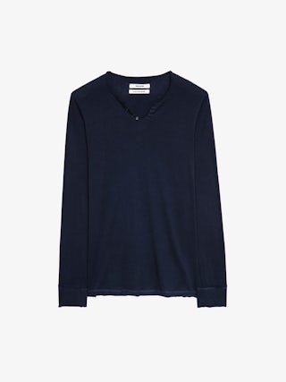 Henley T-shirt Monastir - Cotton Tunisian collar T-shirt.