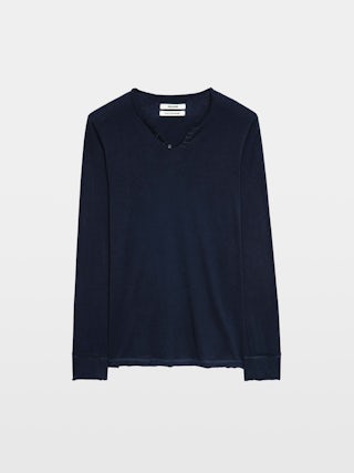 Henley T-shirt Monastir - Cotton Tunisian collar T-shirt.