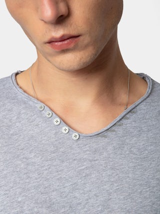 Tunisien Monastir - Tunisien en coton biologique gris chiné à manches longues.