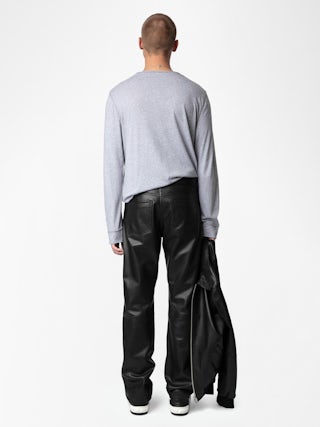 Serafino Monastir - Serafino in cotone biologico grigio mélange a maniche lunghe.