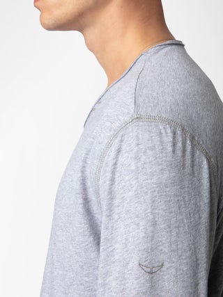 Serafino Monastir - Serafino in cotone biologico grigio mélange a maniche lunghe.