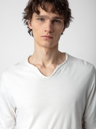 Henley T-shirt Monastir - Cotton Tunisian collar T-shirt.