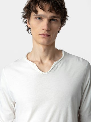 Henley T-shirt Monastir - Cotton Tunisian collar T-shirt.