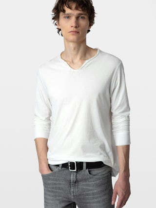 Henley T-shirt Monastir - Cotton Tunisian collar T-shirt.