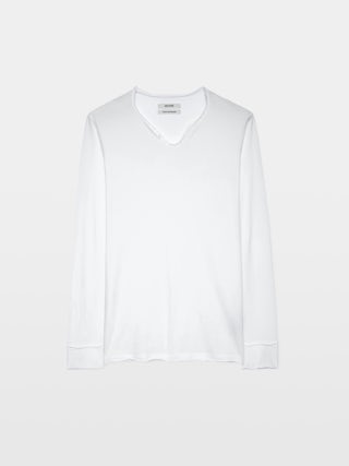 Henley T-shirt Monastir - Cotton Tunisian collar T-shirt.