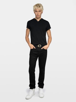 Henley T-shirt Monastir - Cotton Tunisian collar T-shirt.