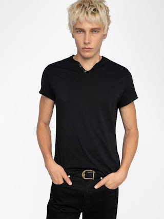 Henley T-shirt Monastir - Cotton Tunisian collar T-shirt.