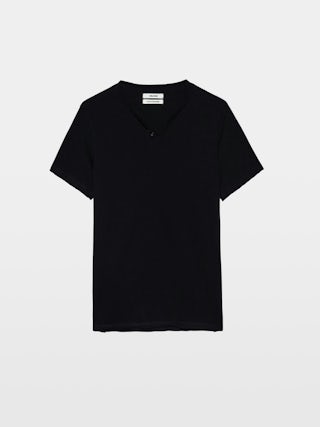Henley T-shirt Monastir - Cotton Tunisian collar T-shirt.