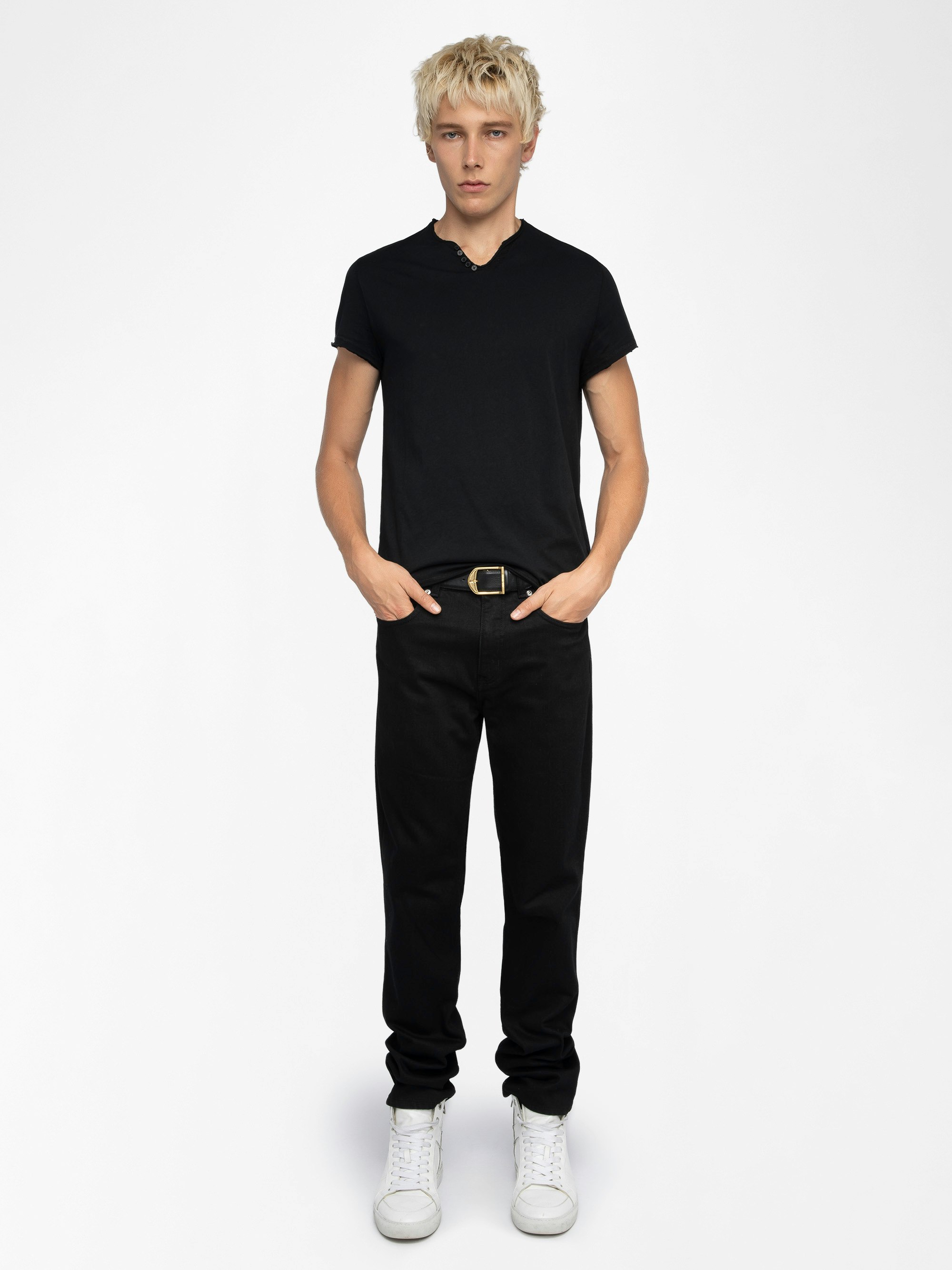 Henley T-shirt Monastir - Cotton Tunisian collar T-shirt.