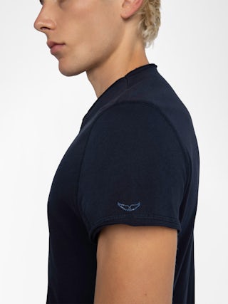 Henley T-shirt Monastir - Cotton Tunisian collar T-shirt.