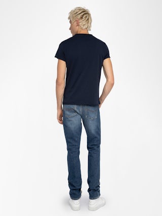 Henley T-shirt Monastir - Cotton Tunisian collar T-shirt.