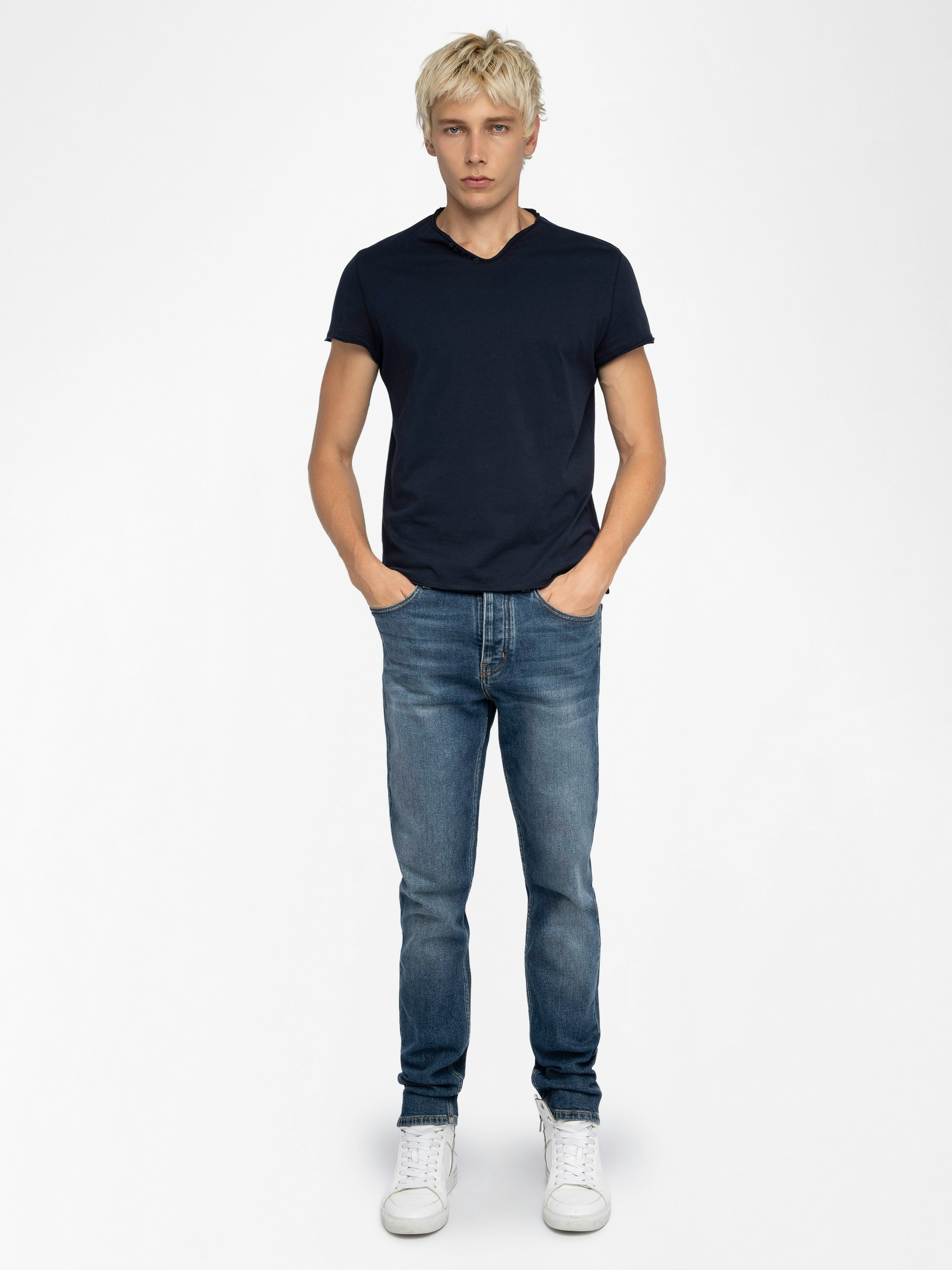 Henley T-shirt Monastir - Cotton Tunisian collar T-shirt.
