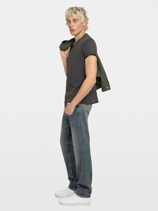 Henley Monastir T-shirt - Short-sleeved henley t-shirt with photoprint on the back.