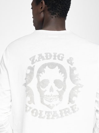 Henley T-shirt Monastir - Long-sleeved henley t-shirt with printed design on the back.