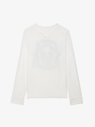 Henley Monastir T-shirt - Long-sleeved henley t-shirt with printed design on the back.