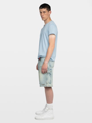 Henley Monastir T-shirt - Short-sleeved henley t-shirt top with print on the back.