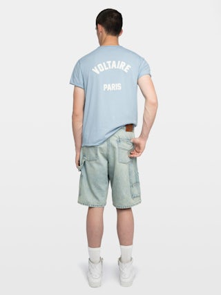 Henley Monastir T-shirt - Short-sleeved henley t-shirt top with print on the back.