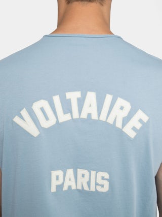 Henley Monastir T-shirt - Short-sleeved henley t-shirt top with print on the back.