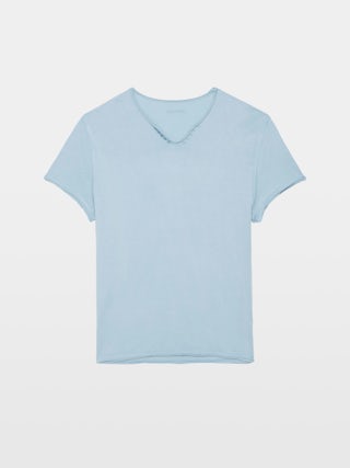 Henley Monastir T-shirt - Short-sleeved henley t-shirt top with print on the back.