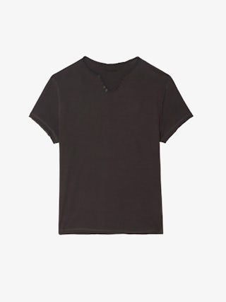Monastir Henley T-shirt - Short-sleeved Henley T-shirt with back print.