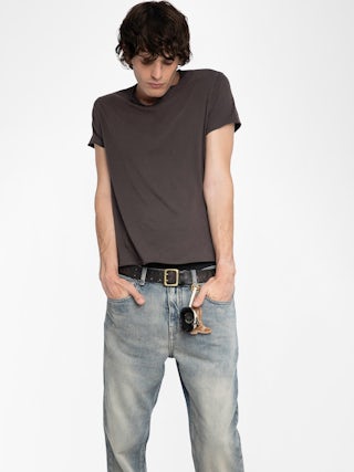 Monastir Henley T-shirt - Short-sleeved Henley T-shirt with back print.