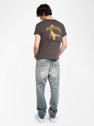 Monastir Henley T-shirt - Short-sleeved Henley T-shirt with back print.