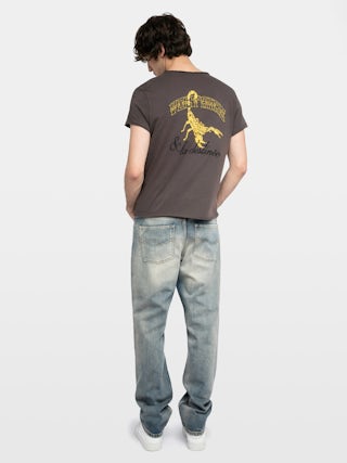 Henley T-shirt Monastir - Short-sleeved Henley T-shirt with back print.