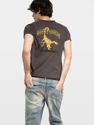 Henley T-shirt Monastir - Short-sleeved Henley T-shirt with back print.