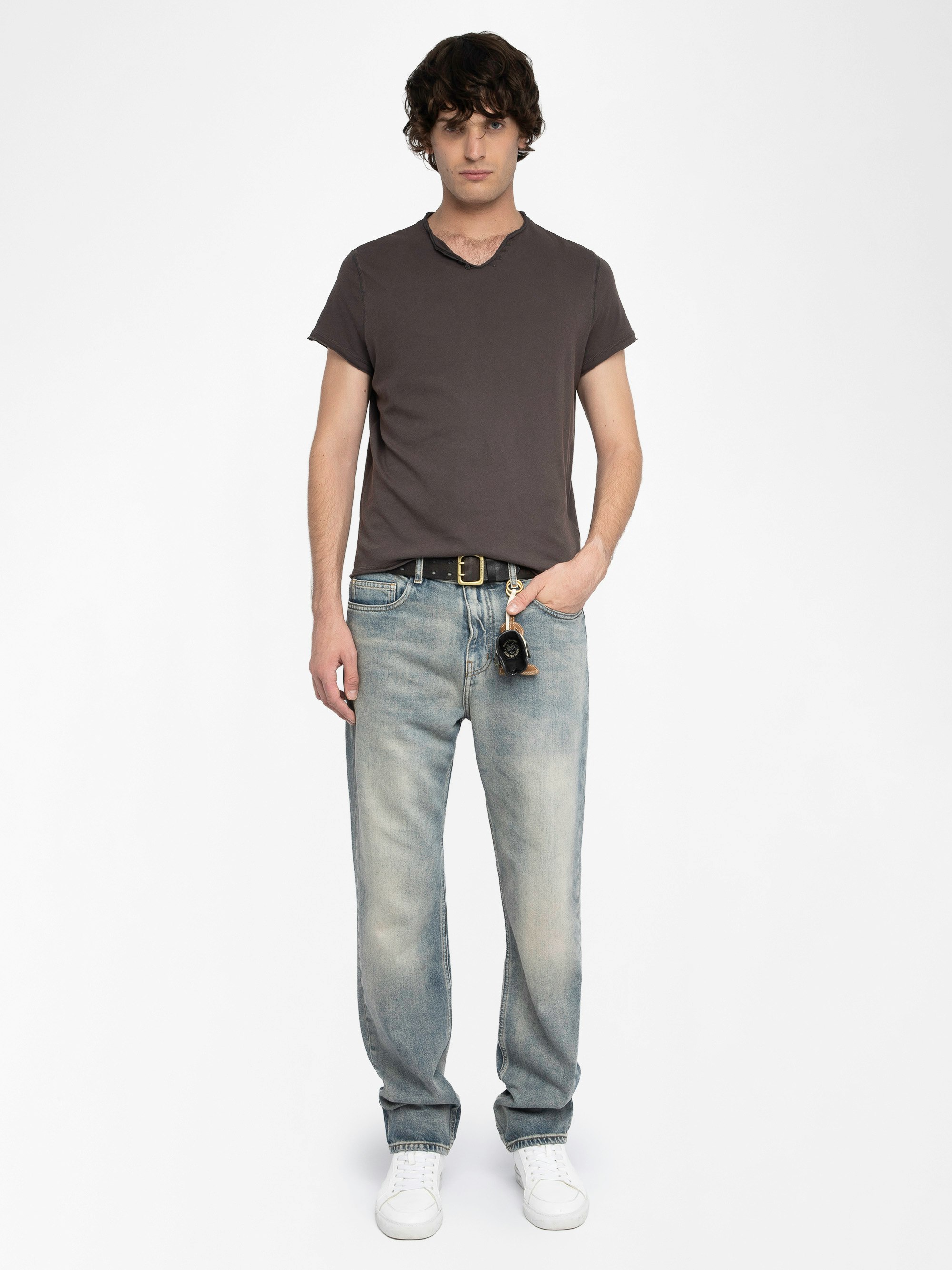 Monastir Henley T-shirt - Short-sleeved Henley T-shirt with back print.