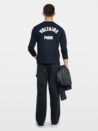 Monastir T-shirt - Long-sleeved Henley T-shirt with print on the back.