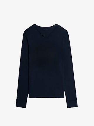 Henley T-shirt Monastir - Long-sleeved Henley T-shirt with print on the back.