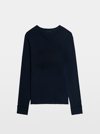 Monastir T-shirt - Long-sleeved Henley T-shirt with print on the back.