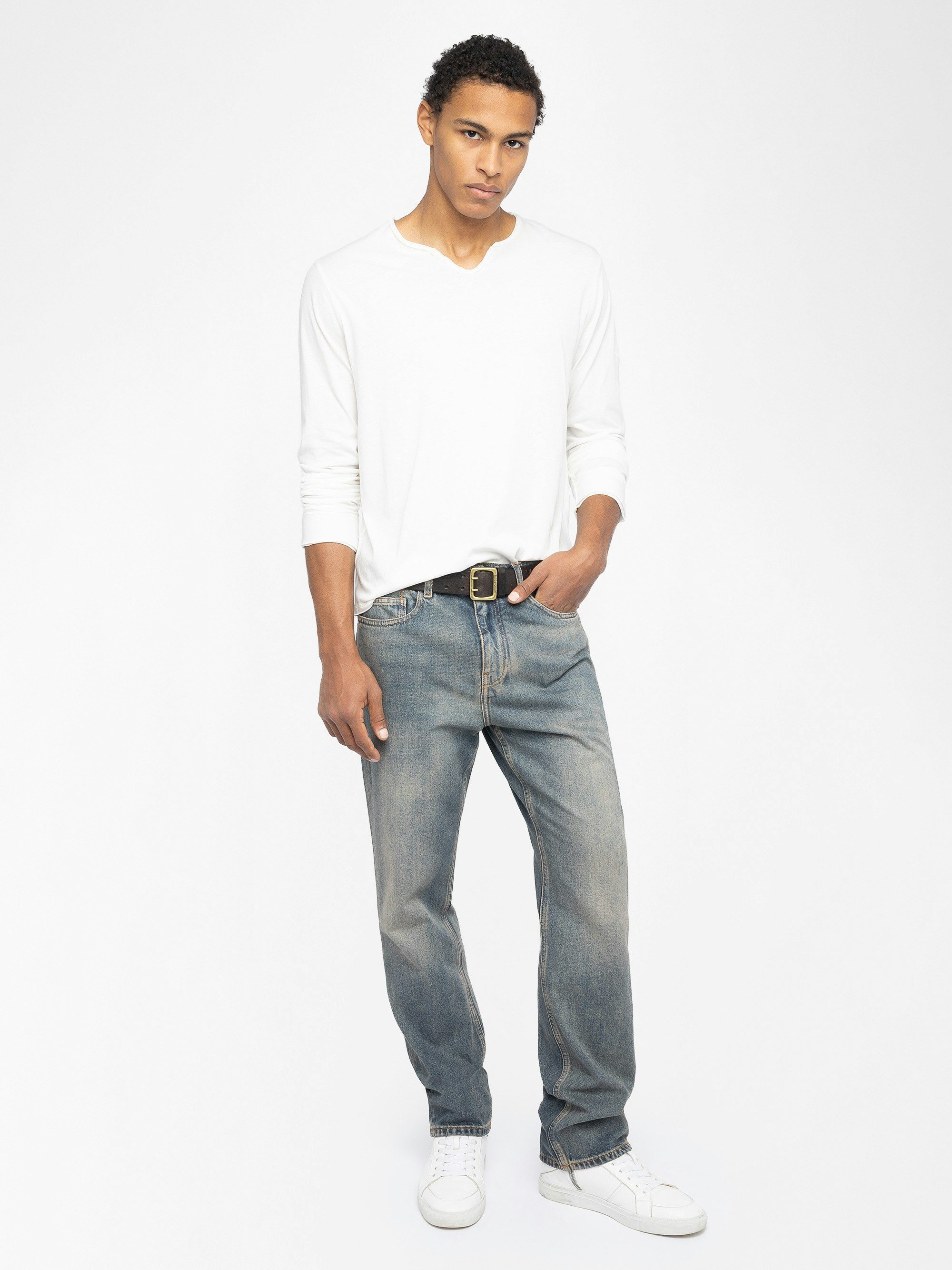 Henley T-shirt Monastir - Long-sleeved henley t-shirt.