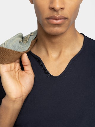 Henley T-shirt Monastir - Short-sleeved henley t-shirt.