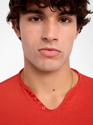 Henley T-shirt Monastir - Short-sleeved henley t-shirt.